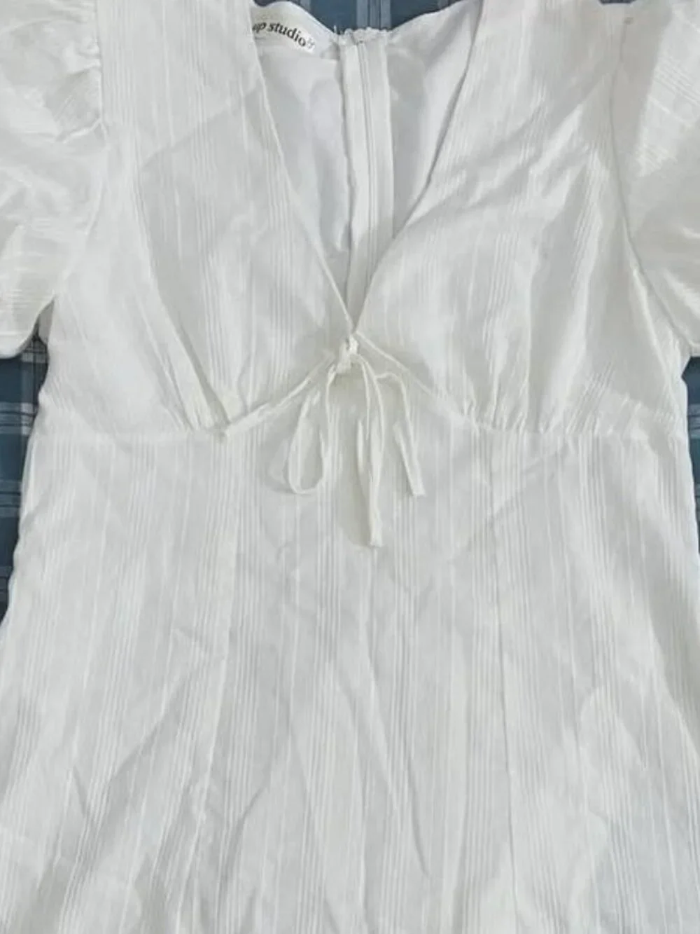 White Puff Sleeve Mini Dress - Picture 2 of 3